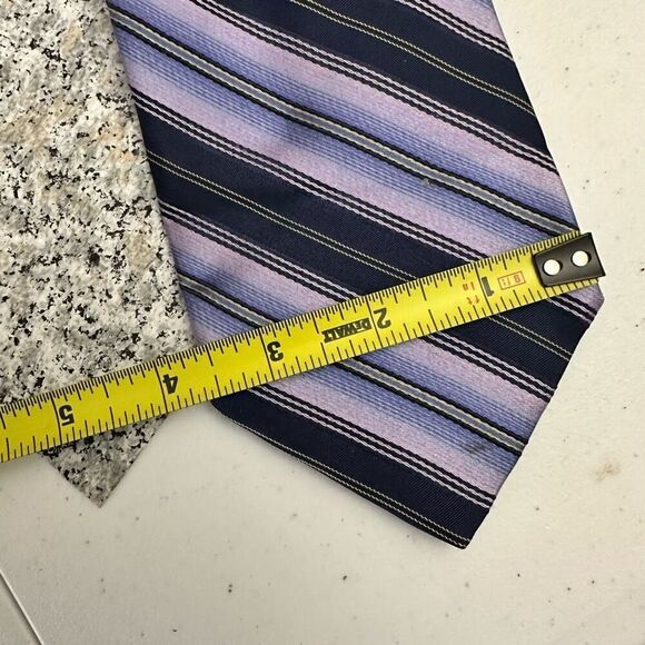 TED BAKER London Striped Purple Black 100% Silk Mens Necktie‎ - Picture 6 of 7